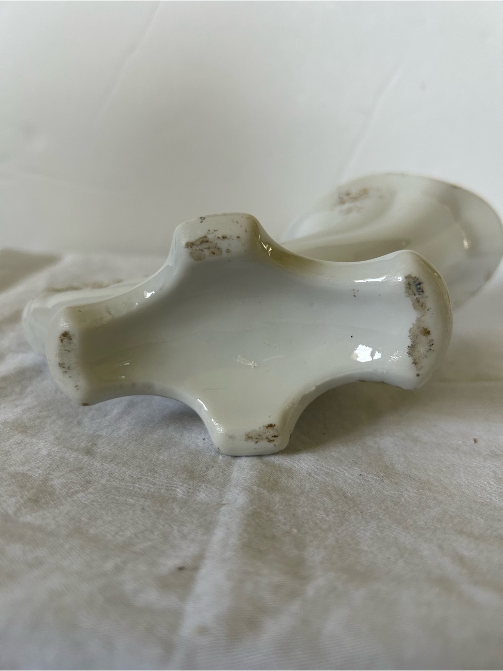 Porcelain White Cornucopia Vase with Pink Rose Accents - Picture 9 of 11